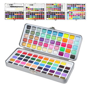 50 72 90 100 couleurs portable pliable boîte-cadeau en étain aquarelle peinture ensemble gâteau de pigment solide - Product Image 2