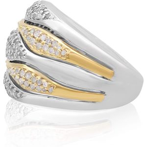Ornaatis Diamond <b>Ring</b> 0.75 Cttw Round Cut Two Tone 925 Sterling Silver Wave <b>Dome</b> Women's Size 7 Elegant - Product Image 3