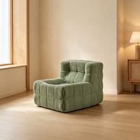 Fauteuil modulaire sans accoudoirs en velours côtelé vert, design italien moderne, siège individuel, compression sous vide, pour appartement et hôtel