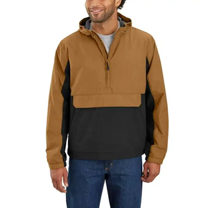 แจ็คเก็ตมีฮู้ดซิปปรับแต่งได้สำหรับผู้ชายเสื้อกันลมผ้าไนล่อนแบบบางน้ำหนักเบาบรรจุได้มีกระเป๋าด้านหน้า - Product Image 1