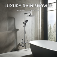 Robinet de douche à effet pluie en laiton haut de gamme pour hôtels, maison, conception murale avec quatre effets d'eau, jet de massage, clavier gris doux