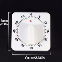 Timer Dapur Mekanis 6cm 60 Menit Alarm Pendulum Persegi Tanpa Baterai Diperlukan Pengatur Waktu Belajar Pengingat Jam Saat Memasak dan Makan