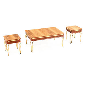 Ensemble de table basse convertible moderne avec plateau en faux marbre et structure en métal pour salon - Product Image 2