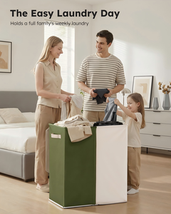 Cesto de Ropa Sucia Doble con Tapa y Bolsas Extraíbles, Cesto de Ropa Sucia Grande de 145L, Organizador de Ropa Sucia Plegable de 2 Secciones - Product Image 5
