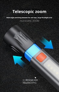 Xách tay <span class=keywords><strong>Torch</strong></span> có thể sạc lại <span class=keywords><strong>Led</strong></span> zoom COB đèn Pin USB-C không thấm nước Focus mini ngoài trời cắm trại khẩn cấp đèn lồng Móc giá rẻ - Product Image 6