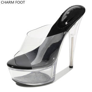 Sandalias de Tacón Súper Alto <span class=keywords><strong>con</strong></span> Plataforma Transparente de PVC para Fiestas de Moda, para Chicas Sexys - Product Image 4