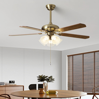 Ventilateur de plafond LED moderne classique de 52 pouces, 6 vitesses, 5 pales, moteur AC, télécommande, intensité variable, 3000K/6400K, ampoule décorative pour îlot de cuisine
