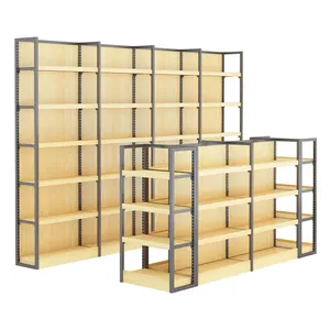 Custom Wooden Cold Rolled Steel Supermarket Display Shelving Supermarket Equipment Display Rack Display Shelf For Supermarket