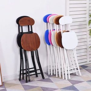 Folding Chair Portable Outdoor Simple Backrest Training Chair Home Student Dorm Minimalist Round Stool Metal <b>Frame</b> - Product Image 1