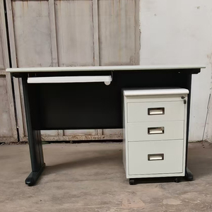 서랍 테이블이있는 현대 디자인 사무실 가구 블랙 그레이 금속 사무실 컴퓨터 책상 - Product Image 3