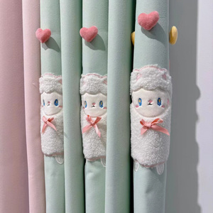 <span class=keywords><strong>Tende</strong></span> per Cameretta Bambini 2025 con Ricamo di Pecorelle Verdi, Carine e Cartoonesque, in Poliestere Oscurante Moderno per Camere da Letto Femminili - Product Image 4