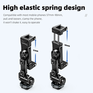 Support de téléphone en métal CNC à fixation par griffe froide, 180° °   Pitch + 360 °   Support à trois griffes <span class=keywords><strong>pour</strong></span> <span class=keywords><strong>appareil</strong></span> photo, cardan et moniteur avec réglage horizontal - Product Image 5