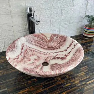 Отдельно стоящая раковина для ванной комнаты с красным драконом розовым ониксом