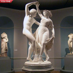 Statua di scultura di Dancing delle coppie di marmo scolpita a mano di pietra naturale a grandezza naturale del giardino all'aperto - Product Image 1