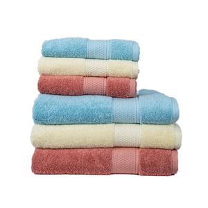 ชุดผ้าขนหนูอาบน้ำ 6 ชิ้น สีพื้น ผ้าฝ้าย สำหรับใช้ในบ้าน ผ้าขนหนูรูปสี่เหลี่ยมผืนผ้า - Product Image 1