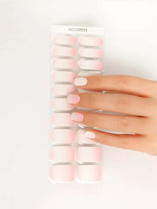 Pegatinas de envolturas de uñas de gel semicuradas con lámpara UV populares con diseño de color degradado rosa y blanco - Product Image 3