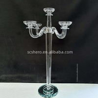 Chandelier en cristal à 5 bras de 104 cm avec tube en verre, ornements de table pour un mariage exquis et une mise en scène d'événements haut de gamme