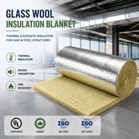 Isolation en laine de verre, lana de vidrio ASTM E84, rouleau de laine de verre avec feuille d'aluminium pour l'absorption acoustique et l'isolation
