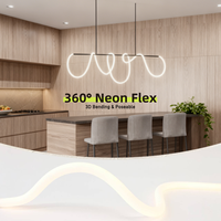 Lumière d'ambiance à intensité variable 360° °   Tube néon flexible pour plafond, installation 3D, pliage, étanche IP67, lumière LED néon 3000K~1800K, dimmable à chaud