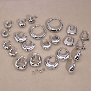 Minimalist Chunky Waterdrop <b>Stud</b> Earrings Non Tarnish Waterproof Geometric Stainless Steel <b>Silver</b> Earrings for Women - Product Image 2