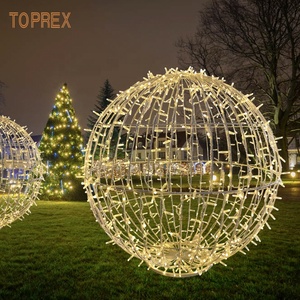 Sphère 3D de Noël pour l'extérieur Boule éclairée en PVC RVB/Blanc/Rouge LED à changement de couleur avec cadre en métal - Product Image 2
