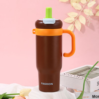 Bouteille isotherme portable personnalisée en acier inoxydable à double paroi avec poignée pour boissons chaudes et froides