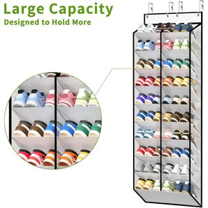 Over The Door <b>Shoe</b> Organizer 30 Pairs Mesh Hanging <b>Rack</b> White Closet Storage With 10 Tier Pockets For <b>Shoes</b> - Product Image 6