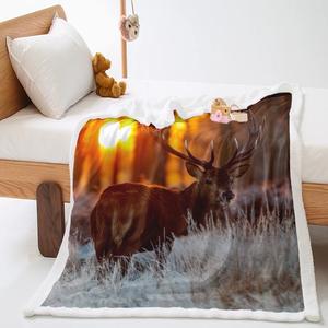 BSCI Factory <span class=keywords><strong>Palma</strong></span> Impresión <span class=keywords><strong>digital</strong></span> Manta de 2 capas Franela con Sherpa Manta de doble capa - Product Image 5