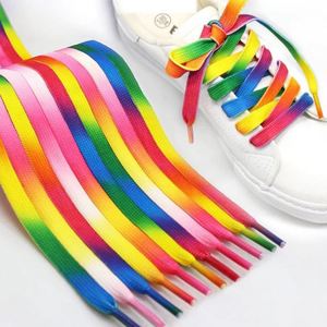 Cordones Planos para Zapatos con Estampado Degradado Arcoíris, Zapatos Casuales Cromáticos para Hombre y Mujer Hechos de Poliéster Duradero - Product Image 2