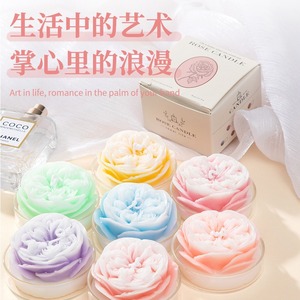Velas aromáticas de soja con aroma a rosa Austin de Northern Mu, hechas a mano con forma floral, regalo para Qixi, San Valentín o cumpleaños. - Product Image 2