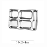 Boîte à lunch rectangulaire en acier inoxydable 304 à 5 compartiments, 28x22x6cm, durable, pour le stockage des aliments, avec couvercle, vente en gros en carton
