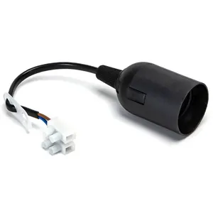 Portalmpara E27 en plastique noir avec barrette de bornes, idéal pour les installations électriques et le montage de lampes décoratives. - Product Image 1