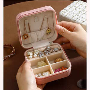Wholesale <b>Storage</b> <b>Box</b> <b>Small</b> Jewelry for Earrings Rings Travel Organizer with Compartments Portable Case Women - Product Image 4