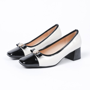 Escarpins de ballet à la mode pour femmes chaussures décontractées à talons bas de haute qualité avec fermeture à enfiler au <span class=keywords><strong>talon</strong></span> bloc Patchwork de couleur pour l'été - Product Image 1