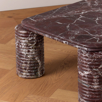 Table basse en marbre Rosa Levanto de luxe Cammy Stone pour salon, mobilier moderne pour la maison avec design de pieds sculptés