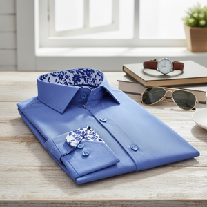 เสื้อคอปกชายสีฟ้าตัดกันด้านใน - Product Image 3