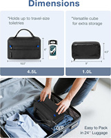 Sac de toilette en nylon personnalisé avec cube de voyage, sac de salle de bain imperméable pour homme, pour la douche et les articles de rasage