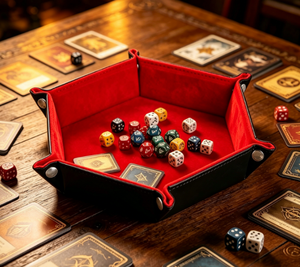 Bandeja de Almacenamiento Hexagonal de Cuero PU, Organizador de Escritorio Plegable para Dados de RPG, Bandeja de Terciopelo Rojo Suave para Llaves, Joyas y Perfumes - Product Image 1