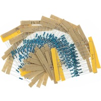 Kit Surtido de 300 Resistencias de Película Metálica de 1/4W, Tolerancia del 1%, Valores de Resistencia de 10-1M, 30 Valores Diferentes, 10 de Cada Valor en Bolsa