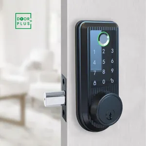 Doorplus-cerradura electrónica de puerta con huella dactilar y llaves, dispositivo de cierre de cilindro europeo para seguridad, resistente al agua, con dientes azules