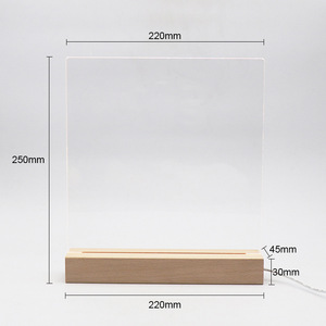 Lampe de nuit en acrylique avec support pour messages, base LED, tailles variées, support de lampe artisanal en bois, décoration moderne pour la maison - Product Image 3
