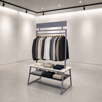 Table de présentation de vêtements rotative carrée à 4 niveaux, présentoir de vêtements pour magasin de détail, présentoir de vêtements certifié ETL