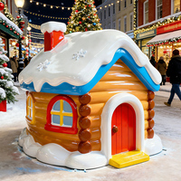 Vente en gros de maisons de conte de fées de Noël en fibre de verre, décoration en résine, chalet de Noël du Père Noël pour location d'accessoires d'événements et de fêtes