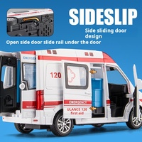 Coche de Juguete de Metal Fundido a Presión con Sonido de Ambulancia, Luces y Puertas que se Abren, Batería de Litio 110V, Regalo Unisex para Niños