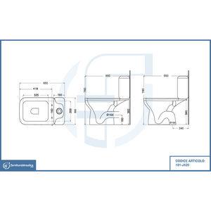WC monobloc mural de style européen Jasmine avec réservoir encastré et double chasse, cuvette allongée sans rebord pour salle de bain - Product Image 2