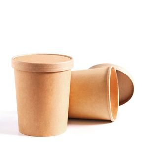 Bol en papier kraft personnalisé avec couvercle pour nouilles, soupe instantanée, biscuits et sucre, disponible à la vente - Product Image 2