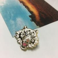 Broches en métal personnalisées en forme de tigre, marque Pinstar, avec paillettes, animaux personnalisés, émail dur et doux, lettrage en relief, vente en gros