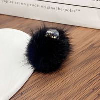 Nouvelle boule de fourrure petite pince à cheveux côté princesse pince à cheveux luxe vison fourrure frange pince