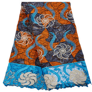 2897 di alta qualità Ankara stampa ricamato pizzo cera vendita calda tessuto africano Ankara con pietre ricamo tessuto cera chimica - Product Image 1