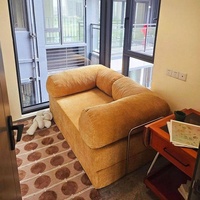 Ensemble de canapés modulaires compressés en velours côtelé, style crème, avec housse amovible et lavable, idéal pour petits espaces, livré plat et compressé en boîte